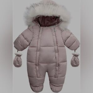 MurmurBear Unisex Baby Winter Snowsuit 9-12m, Mauve